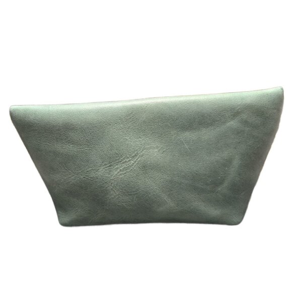 Portland Leather Goods Large Green Leather Classic Makeup Bag - Picture 2 of 5